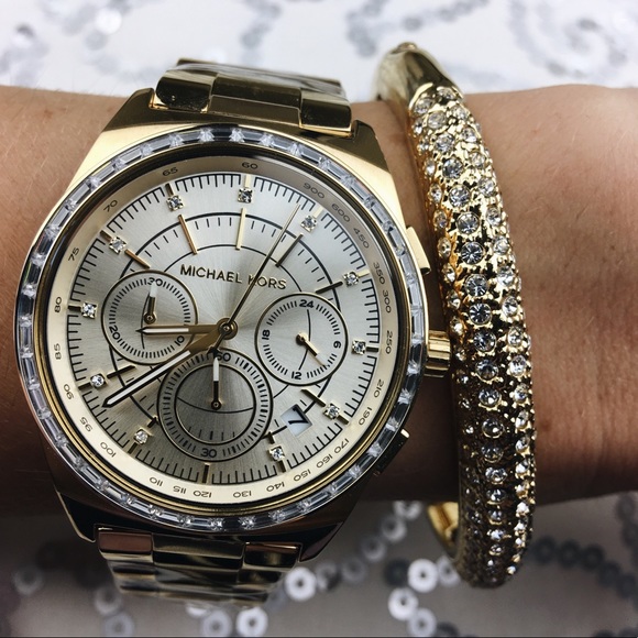 Michael Kors glitzy crystal vail gold watch - Picture 5 of 7